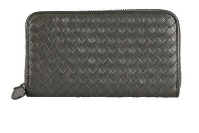 Bottega Veneta Intrecciato Long Wallet, £160, Accessories, Grey, Leather, Front view